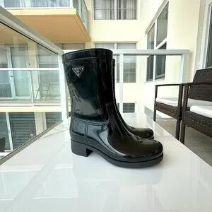 Prada | Shoes | Prada Black Sport Mid Calf Rubber Rain Boots Women